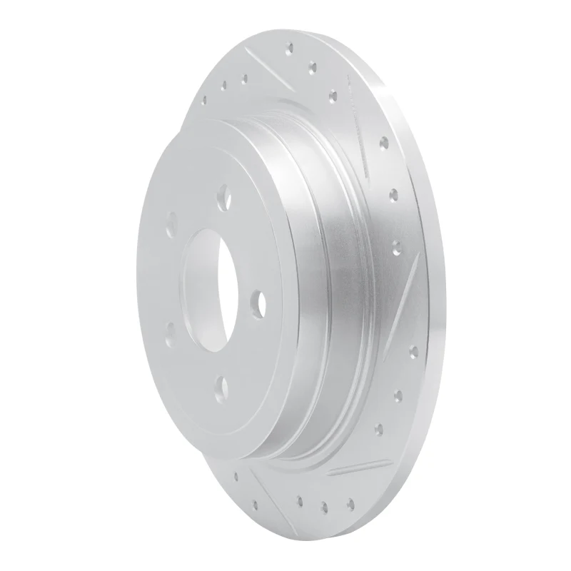 R1 03-05 Ford Explorer Sport Rear Right Drilled & Slotted Silver Brake Rotor - Image 2