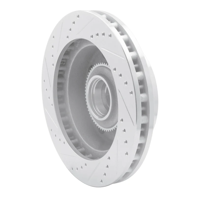 R1 03-05 Ford F-250 2WD (Super Duty) Front Right Drilled & Slotted Silver Brake Rotor - Image 2