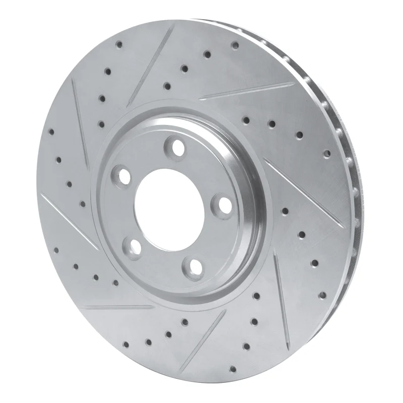 R1 03-05 Jaguar VanDEN PLAS Front Left Drilled & Slotted Silver Brake Rotor - Image 2