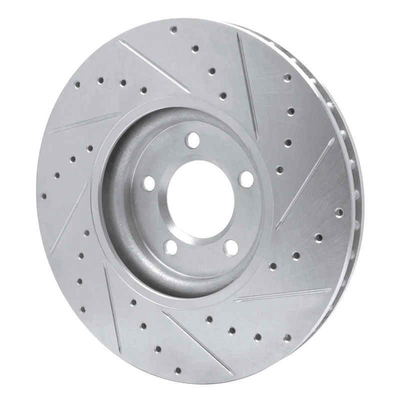 R1 03-05 Jaguar VanDEN PLAS Front Left Drilled & Slotted Silver Brake Rotor - Image 3