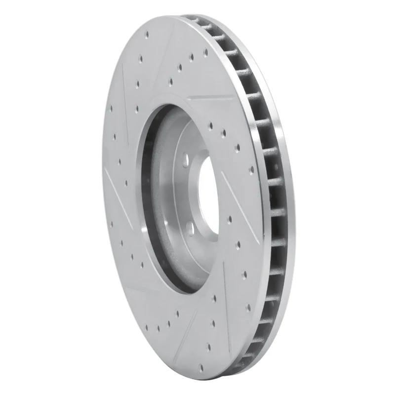 R1 03-05 Jaguar VanDEN PLAS Front Right Drilled & Slotted Silver Brake Rotor - Image 4