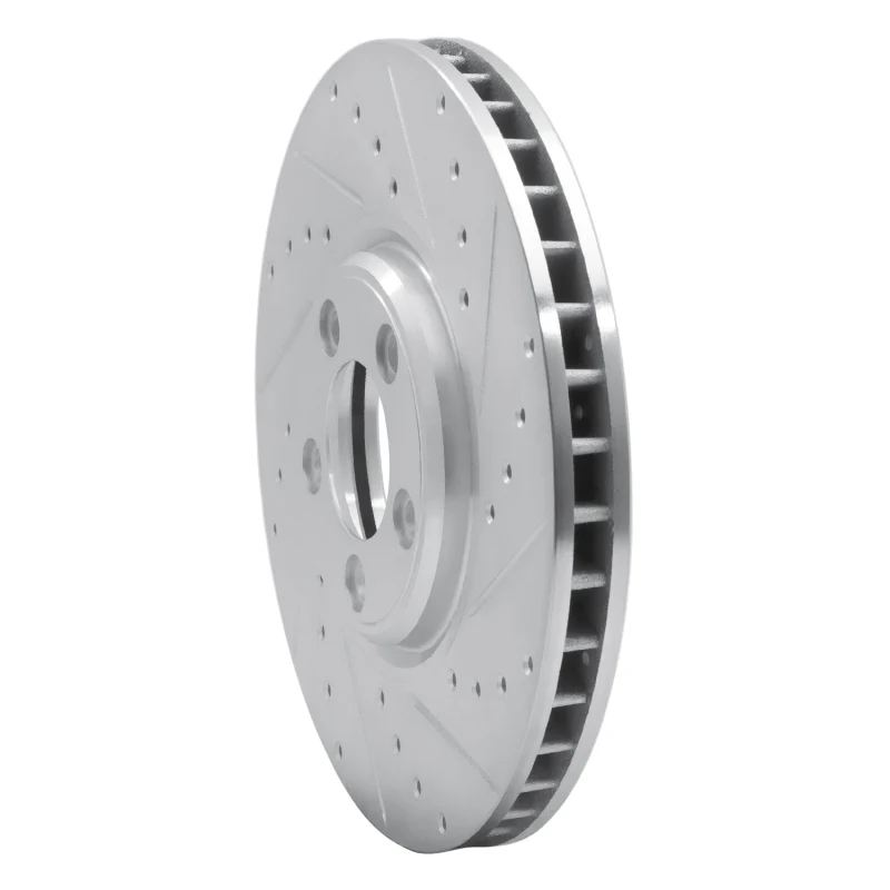 R1 03-05 Jaguar VanDEN PLAS Front Right Drilled & Slotted Silver Brake Rotor - Image 5
