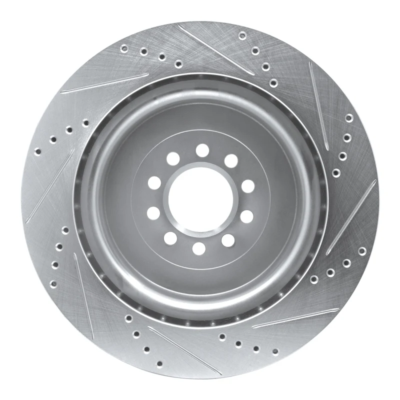 R1 03-05 Jaguar XJR Front Left Drilled & Slotted Silver Brake Rotor - Image 2