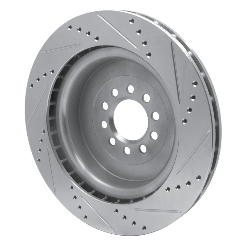 R1 03-05 Jaguar XJR Front Left Drilled & Slotted Silver Brake Rotor - Image 3