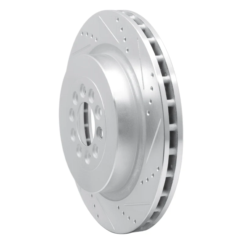 R1 03-05 Jaguar XJR Front Right Drilled & Slotted Silver Brake Rotor - Image 2