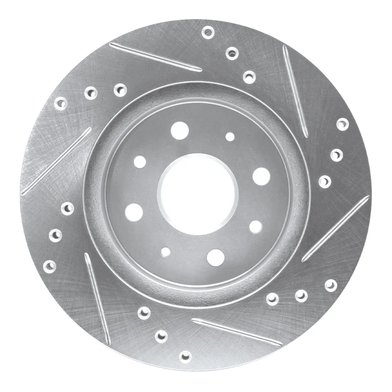 R1 03-05 Kia Rio Front Left Drilled & Slotted Silver Brake Rotor - Image 3