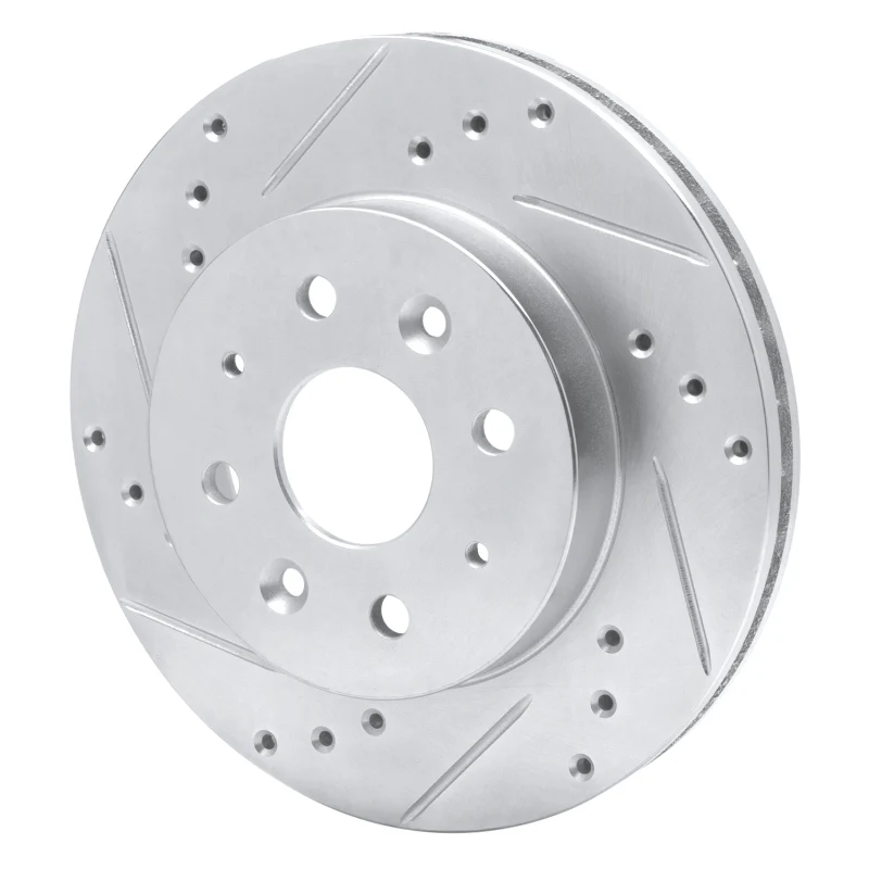 R1 03-05 Kia Rio Front Left Drilled & Slotted Silver Brake Rotor - Image 4