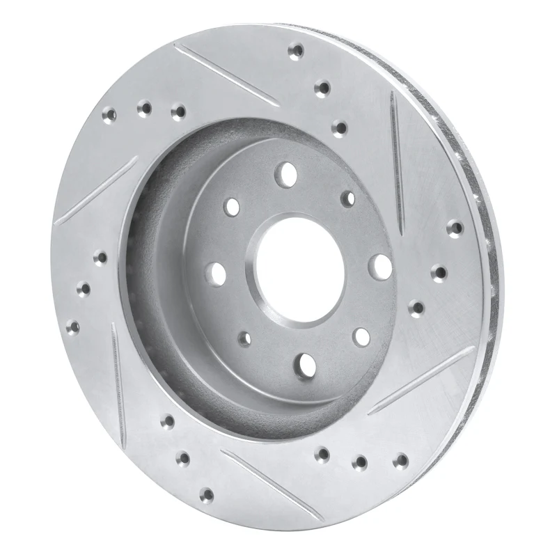 R1 03-05 Kia Rio Front Left Drilled & Slotted Silver Brake Rotor - Image 5