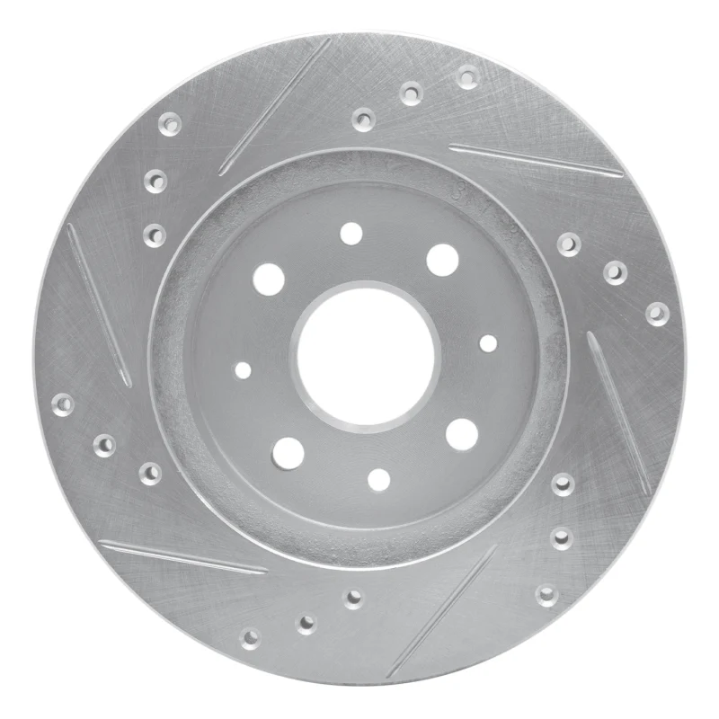 R1 03-05 Kia Rio Front Right Drilled & Slotted Silver Brake Rotor - Image 5