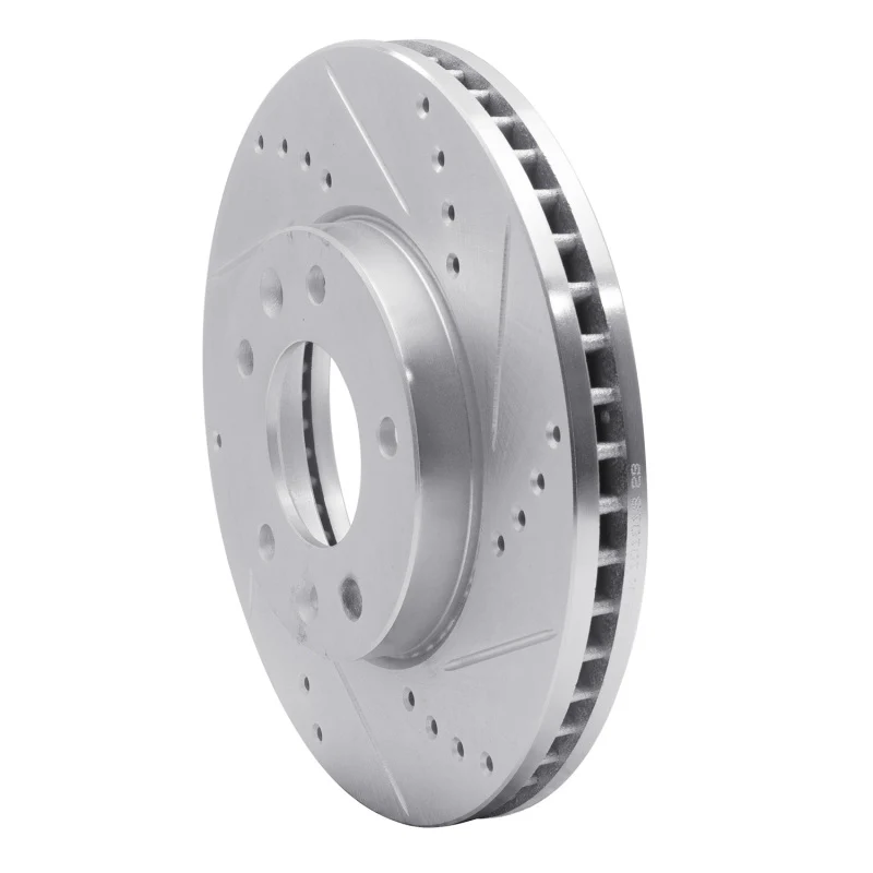 R1 03-05 Kia SEDONA Front Right Drilled & Slotted Silver Brake Rotor - Image 3
