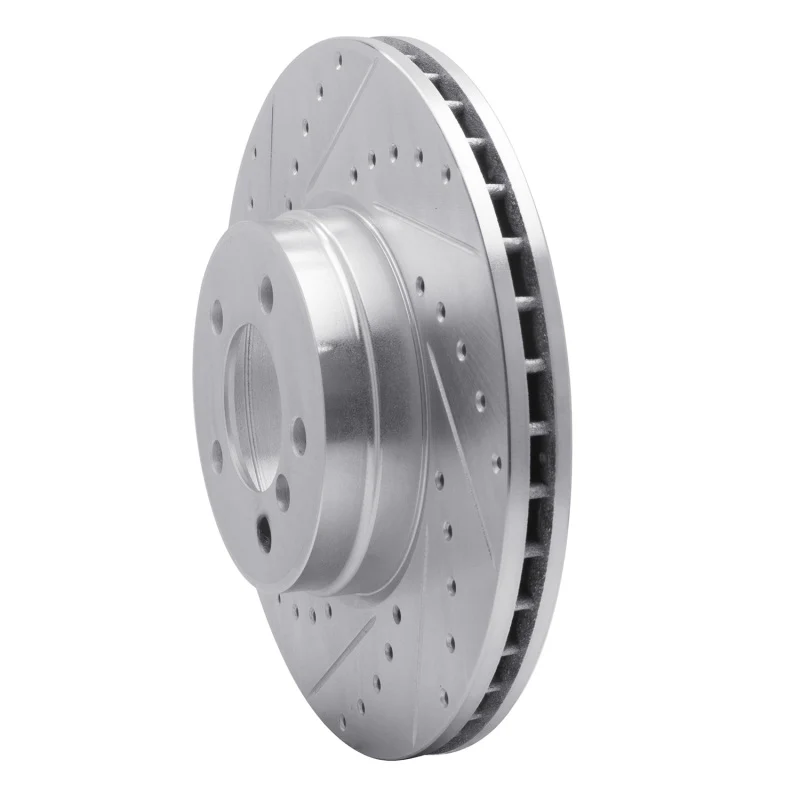 R1 03-05 Land Rover Range Rover Front Left Drilled & Slotted Silver Brake Rotor - Image 2