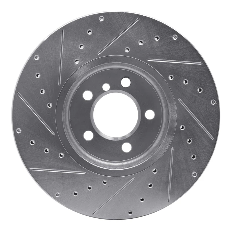 R1 03-05 Land Rover Range Rover Front Right Drilled & Slotted Silver Brake Rotor - Image 2