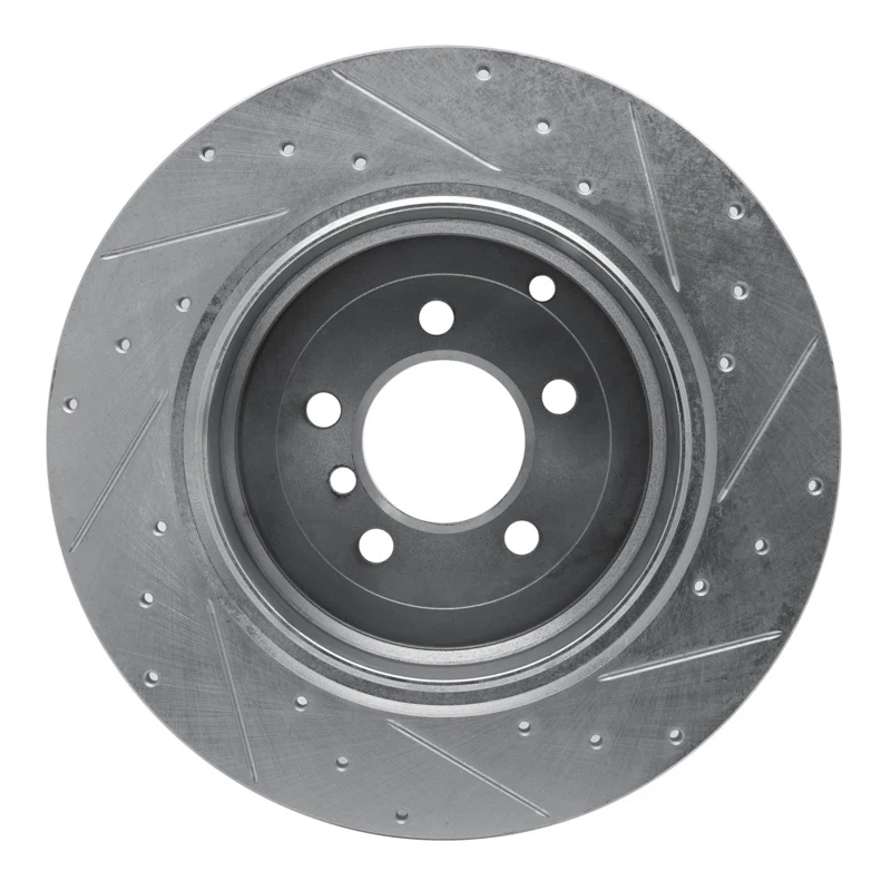 R1 03-05 Land Rover Range Rover Rear Left Drilled & Slotted Silver Brake Rotor - Image 2