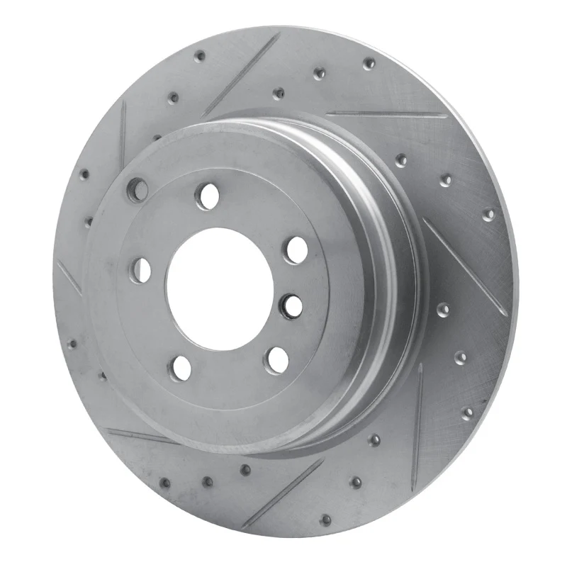 R1 03-05 Land Rover Range Rover Rear Left Drilled & Slotted Silver Brake Rotor - Image 4