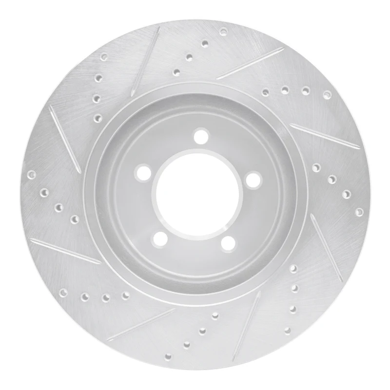 R1 03-05 Lincoln AVIATOR Front Right Drilled & Slotted Silver Brake Rotor - Image 5