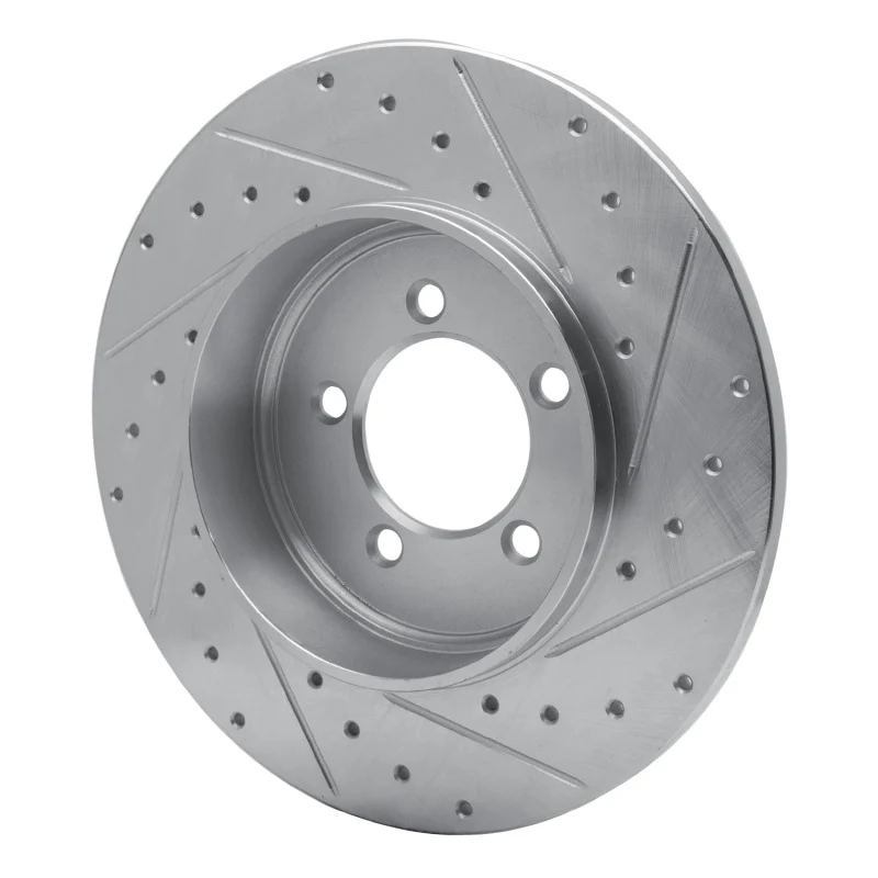 R1 03-05 Lincoln AVIATOR Rear Left Drilled & Slotted Silver Brake Rotor - Image 3