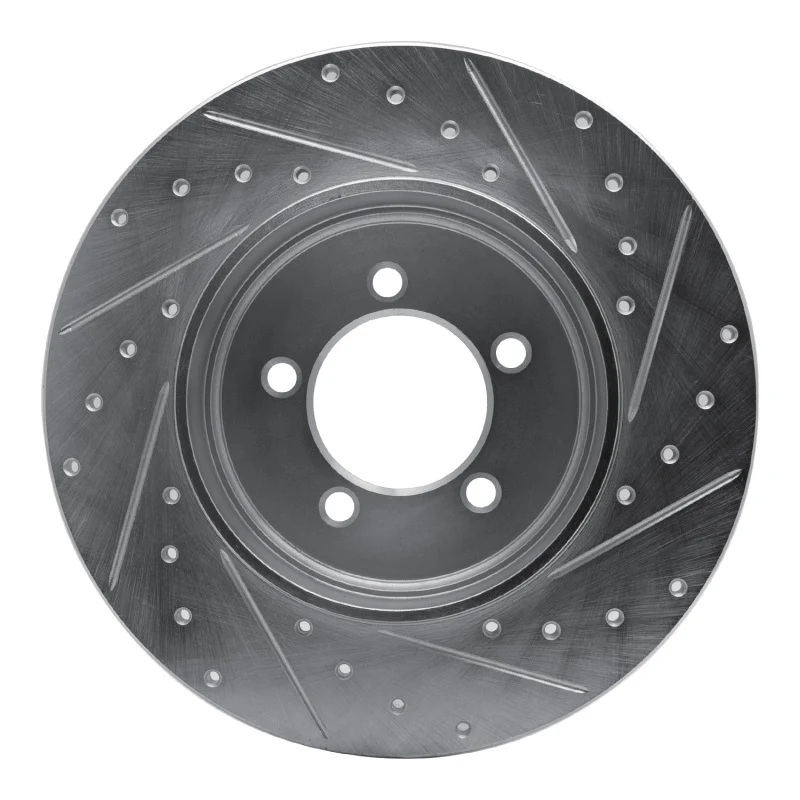 R1 03-05 Lincoln AVIATOR Rear Left Drilled & Slotted Silver Brake Rotor - Image 4