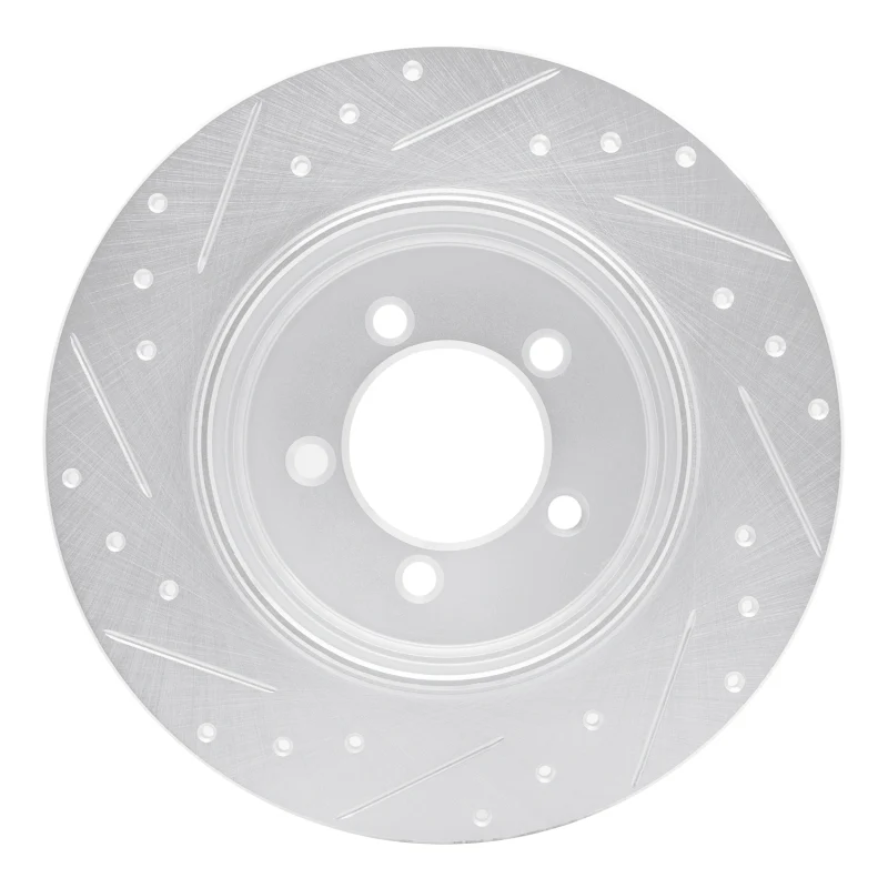 R1 03-05 Lincoln AVIATOR Rear Right Drilled & Slotted Silver Brake Rotor - Image 2