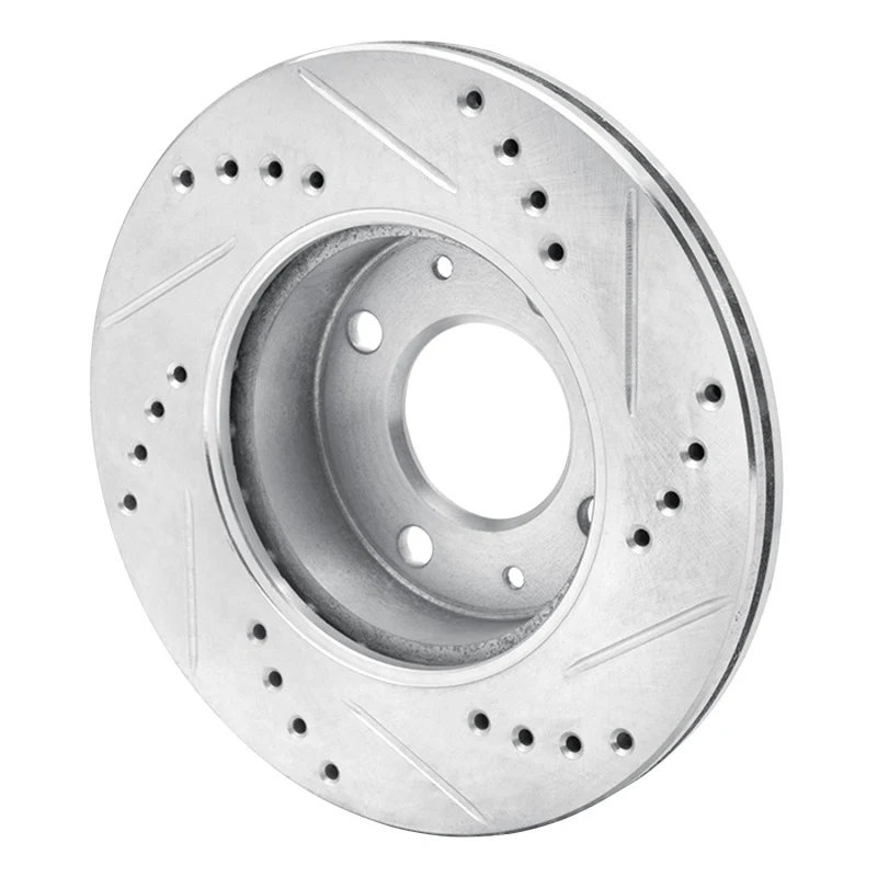 R1 03-06 Dodge Verna (Mexico) Front Left Drilled & Slotted Silver Brake Rotor - Image 2
