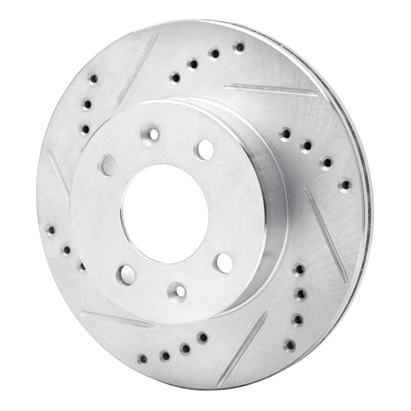 R1 03-06 Dodge Verna (Mexico) Front Left Drilled & Slotted Silver Brake Rotor - Image 3