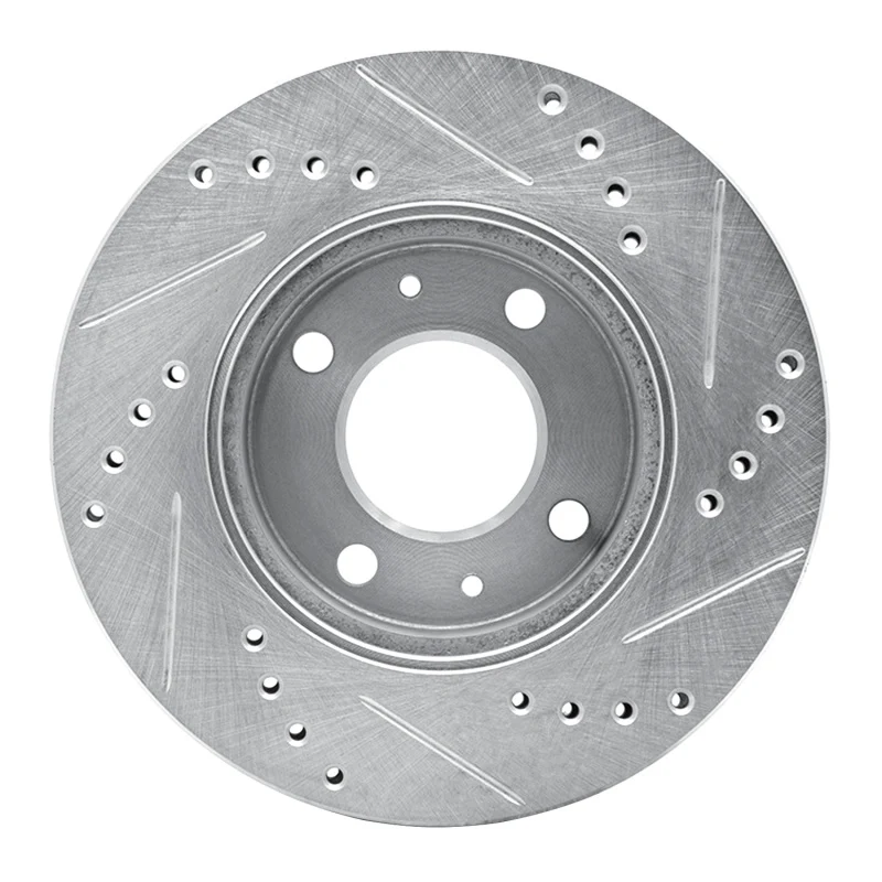 R1 03-06 Dodge Verna (Mexico) Front Left Drilled & Slotted Silver Brake Rotor - Image 4