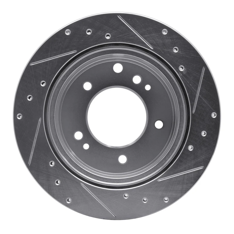 R1 03-06 Kia SORENTO Rear Left Drilled & Slotted Silver Brake Rotor - Image 2