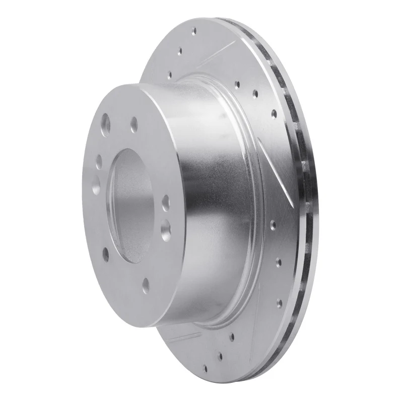 R1 03-06 Kia SORENTO Rear Left Drilled & Slotted Silver Brake Rotor - Image 3