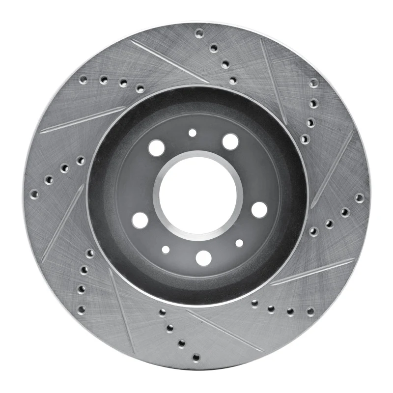 R1 03-07 Cadillac CTS Front Left Drilled & Slotted Silver Brake Rotor - Image 4