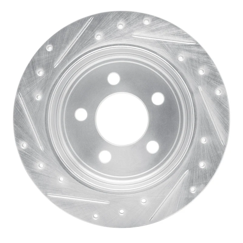 R1 03-07 Jeep Liberty Rear Right Drilled & Slotted Silver Brake Rotor - Image 3