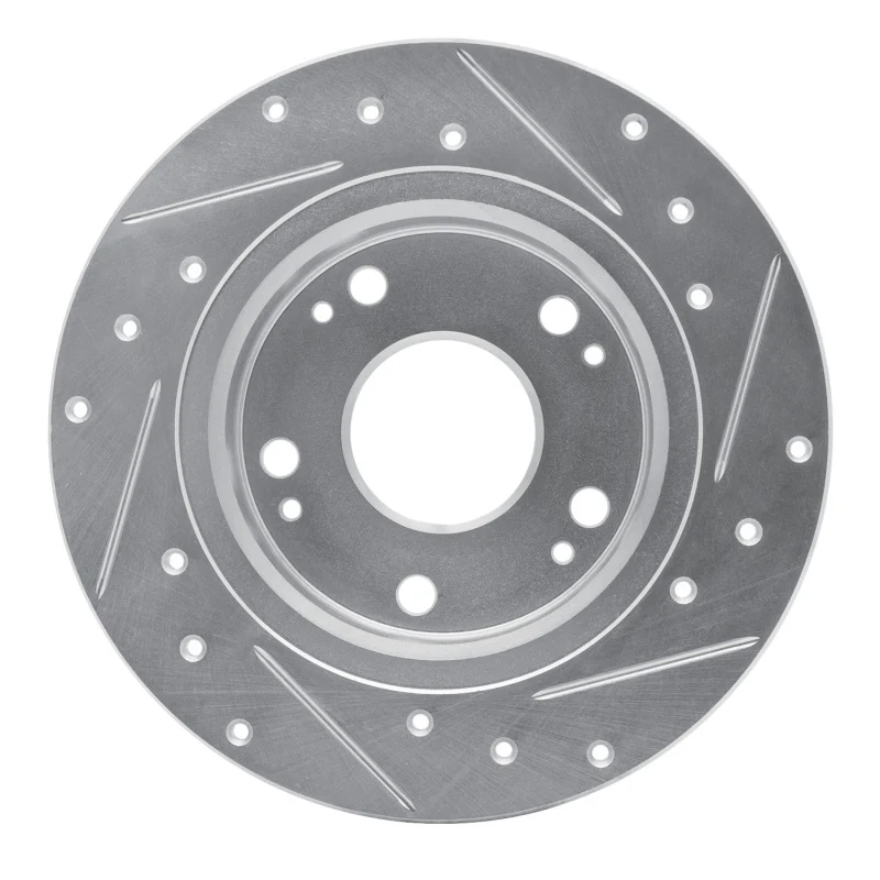 R1 03-08 Acura TSX Rear Left Drilled & Slotted Silver Brake Rotor - Image 2
