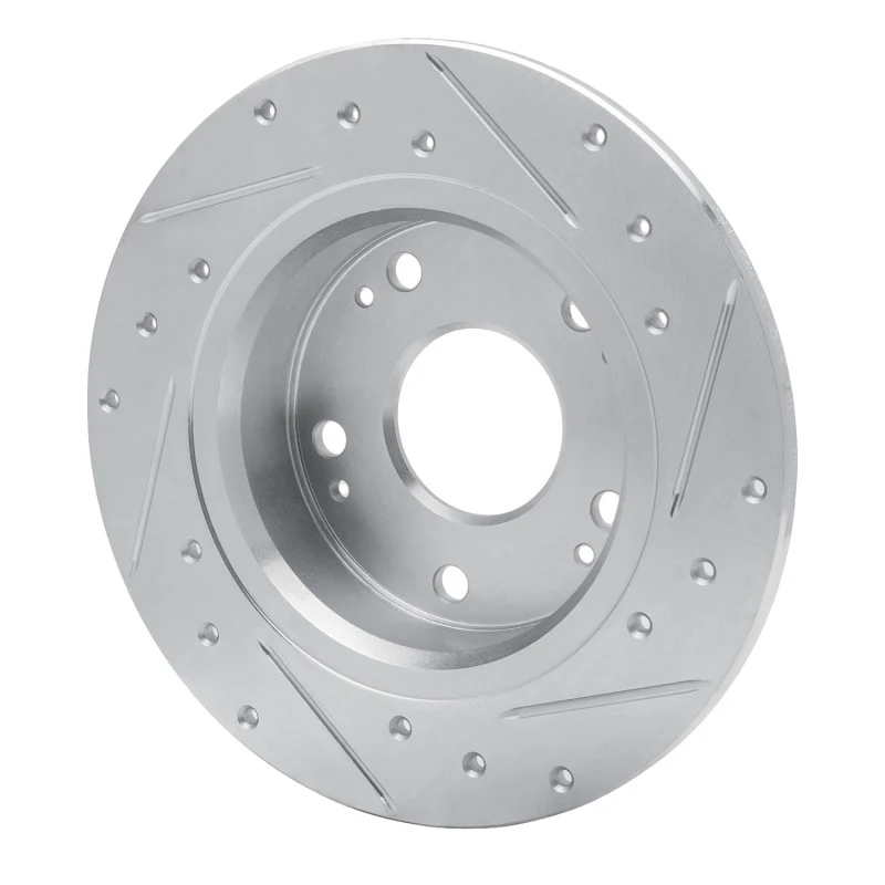 R1 03-08 Acura TSX Rear Left Drilled & Slotted Silver Brake Rotor - Image 4