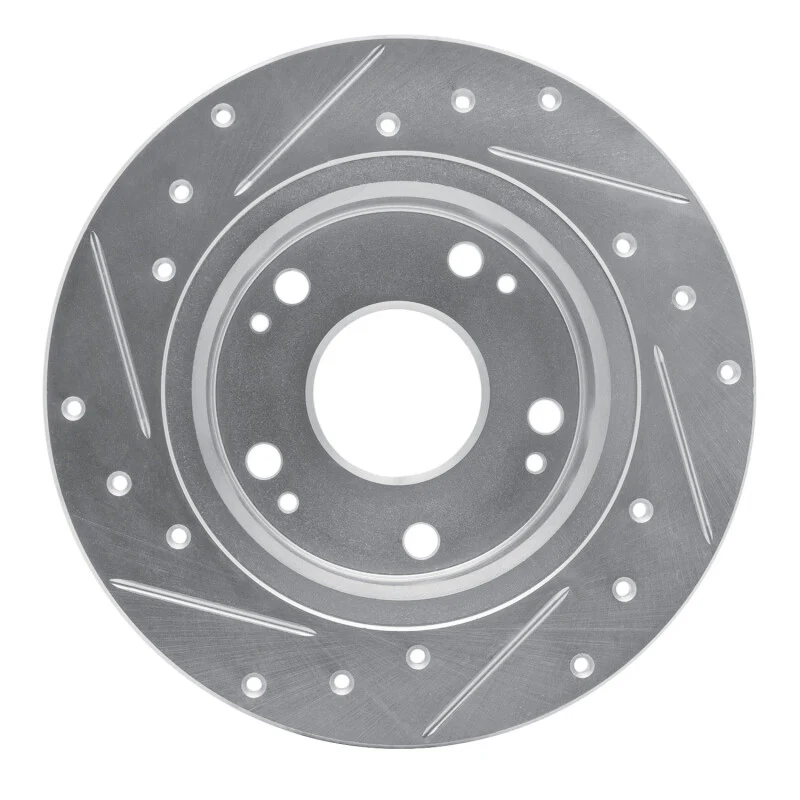 R1 03-08 Acura TSX Rear Right Drilled & Slotted Silver Brake Rotor - Image 4