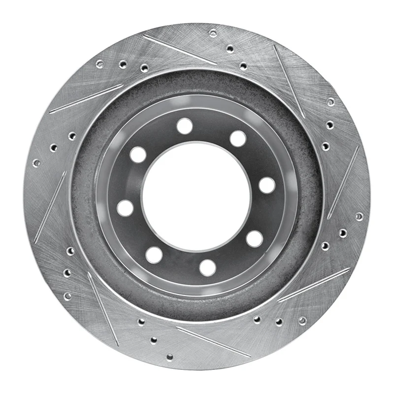 R1 03-08 Dodge Ram 2500 Rear Left Drilled & Slotted Silver Brake Rotor - Image 2
