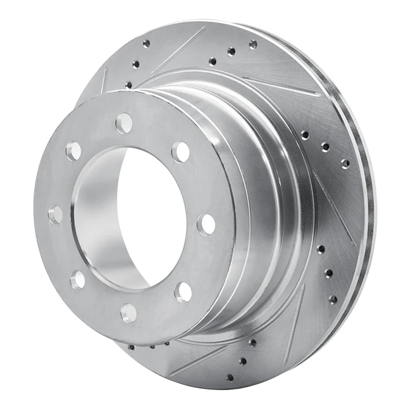 R1 03-08 Dodge Ram 2500 Rear Left Drilled & Slotted Silver Brake Rotor - Image 3