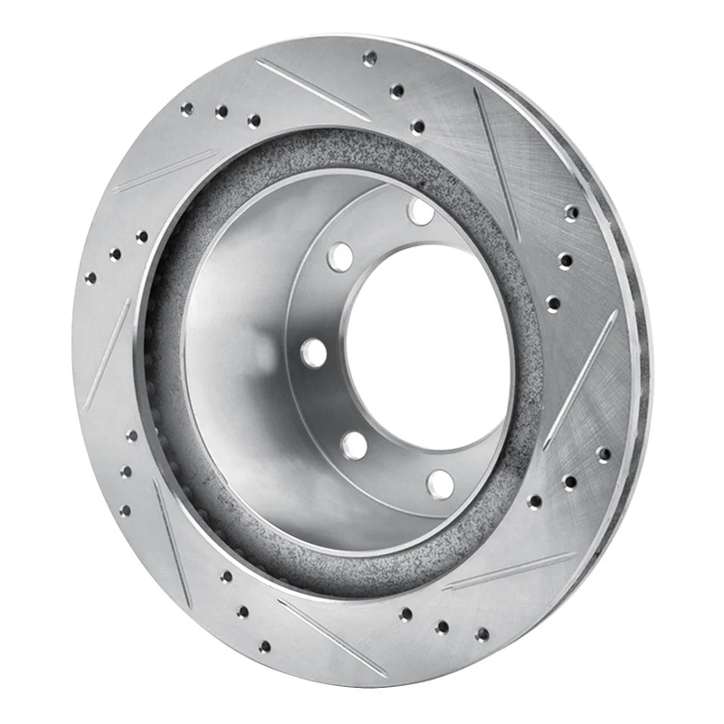 R1 03-08 Dodge Ram 2500 Rear Left Drilled & Slotted Silver Brake Rotor - Image 4