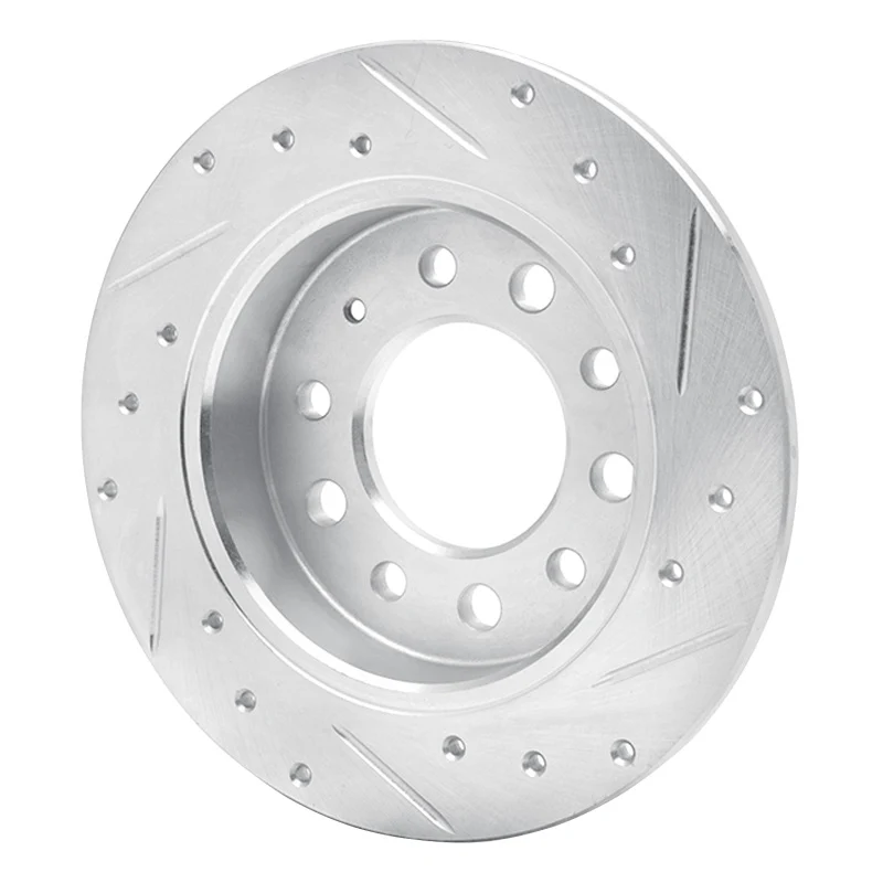 R1 03-08 Hyundai TIBURON Rear Left Drilled & Slotted Silver Brake Rotor - Image 2
