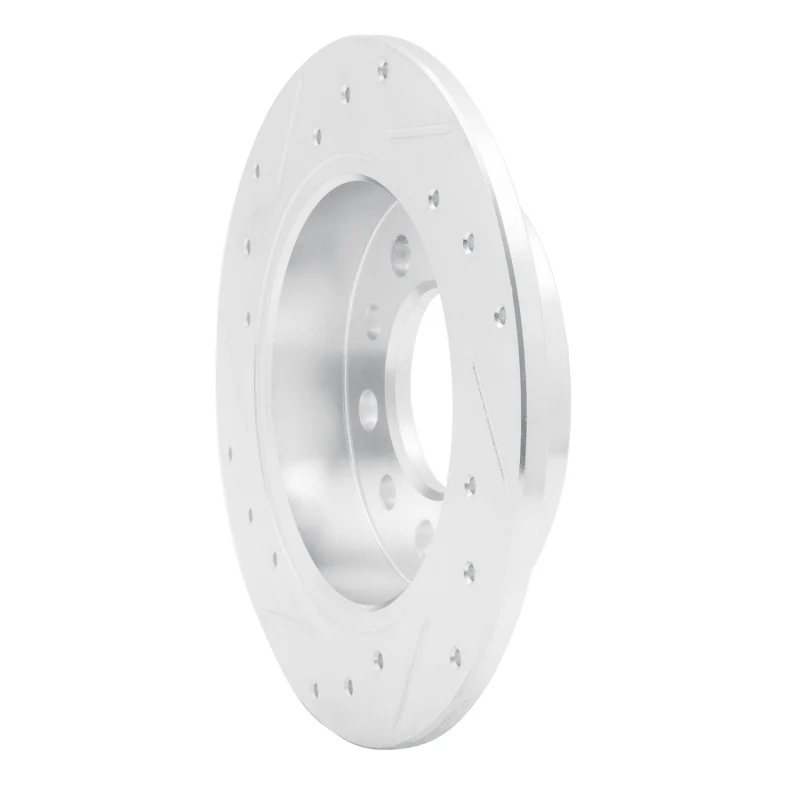 R1 03-08 Hyundai TIBURON Rear Right Drilled & Slotted Silver Brake Rotor - Image 2