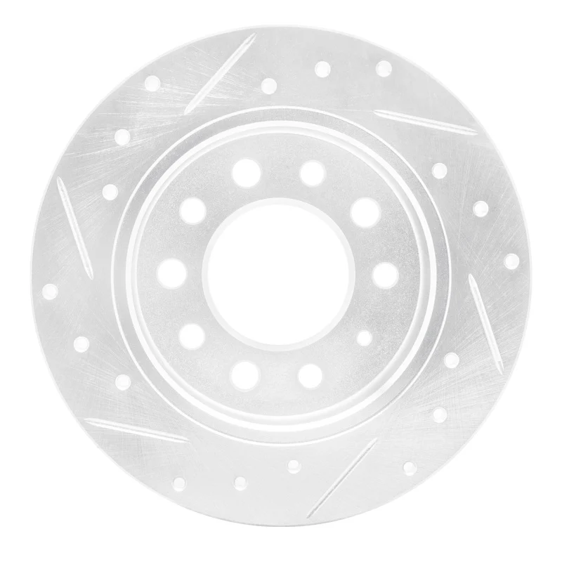 R1 03-08 Hyundai TIBURON Rear Right Drilled & Slotted Silver Brake Rotor - Image 4
