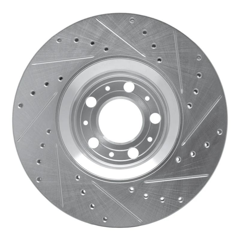 R1 03-09 Volvo S60 Front Left Drilled & Slotted Silver Brake Rotor - Image 2