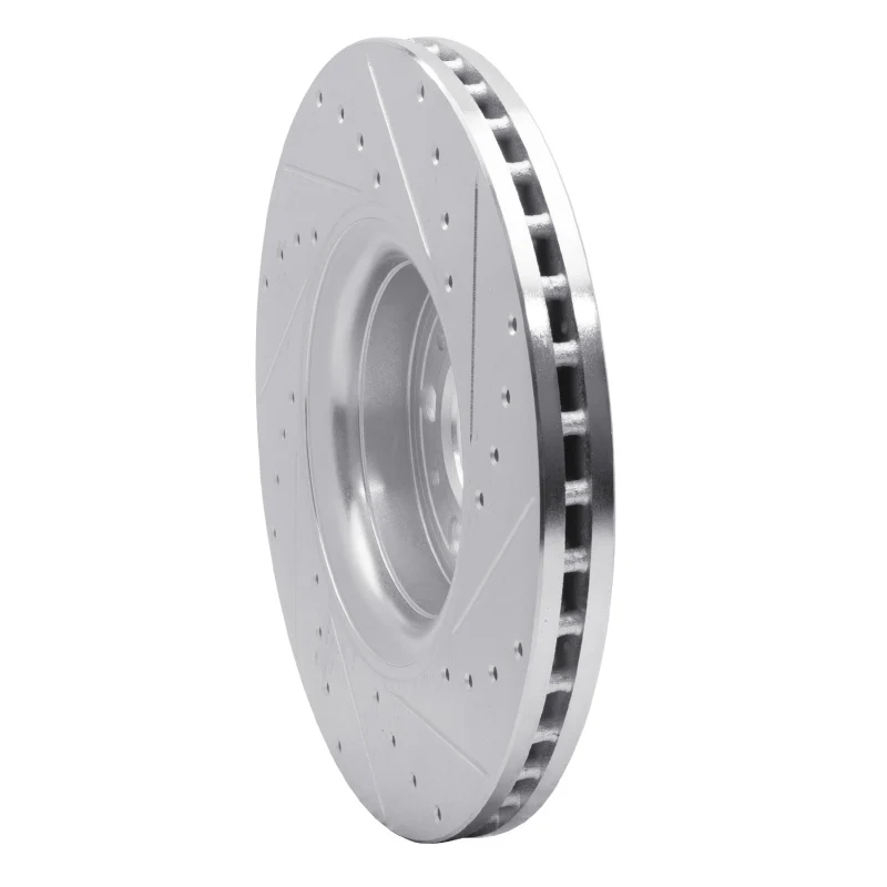 R1 03-09 Volvo XC90 Front Left Drilled & Slotted Silver Brake Rotor - Image 2