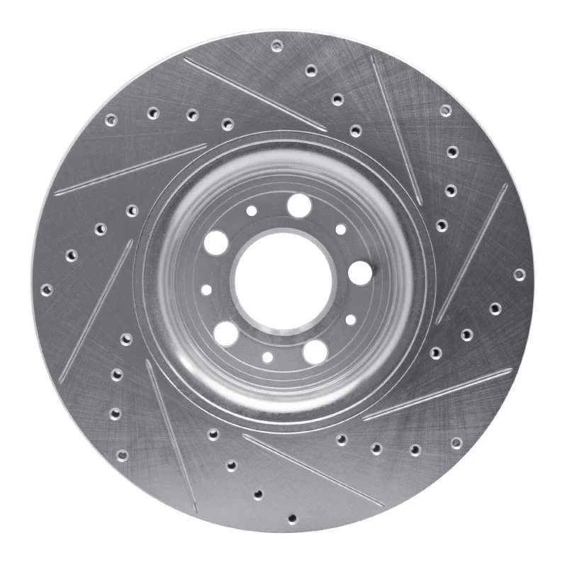 R1 03-09 Volvo XC90 Front Left Drilled & Slotted Silver Brake Rotor - Image 3