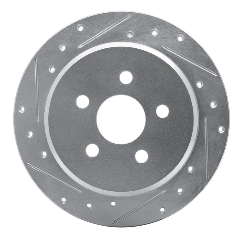 R1 03-10 Chrysler PT Cruiser Rear Left Drilled & Slotted Silver Brake Rotor