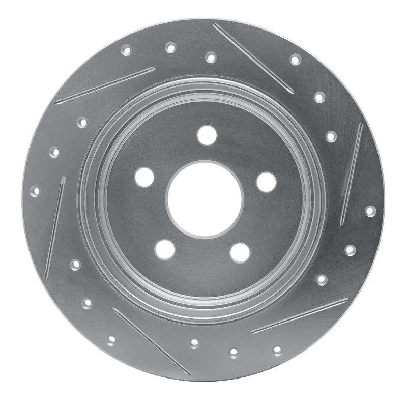 R1 03-10 Chrysler PT Cruiser Rear Left Drilled & Slotted Silver Brake Rotor - Image 5