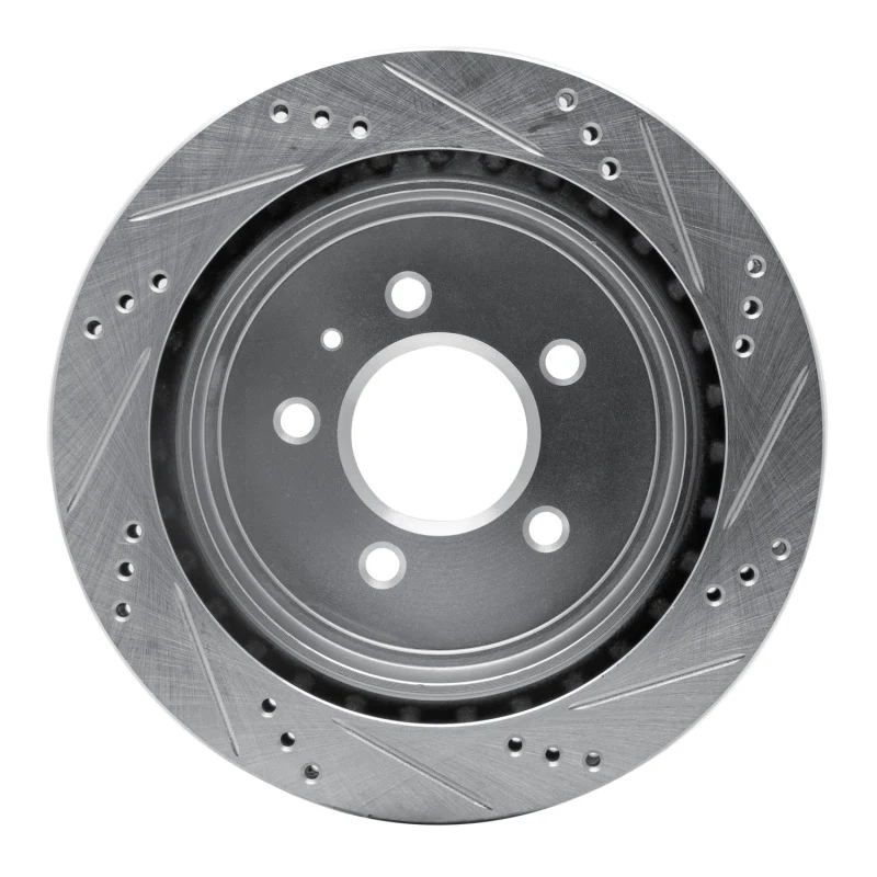 R1 03-11 Cadillac CTS Rear Left Drilled & Slotted Silver Brake Rotor - Image 2