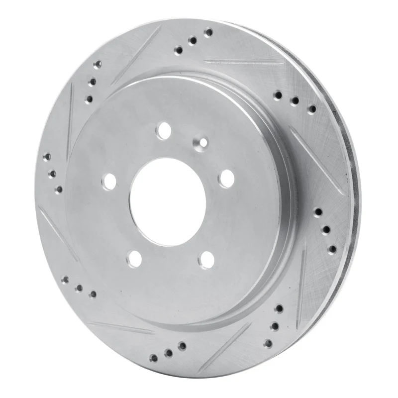 R1 03-11 Cadillac CTS Rear Left Drilled & Slotted Silver Brake Rotor - Image 3