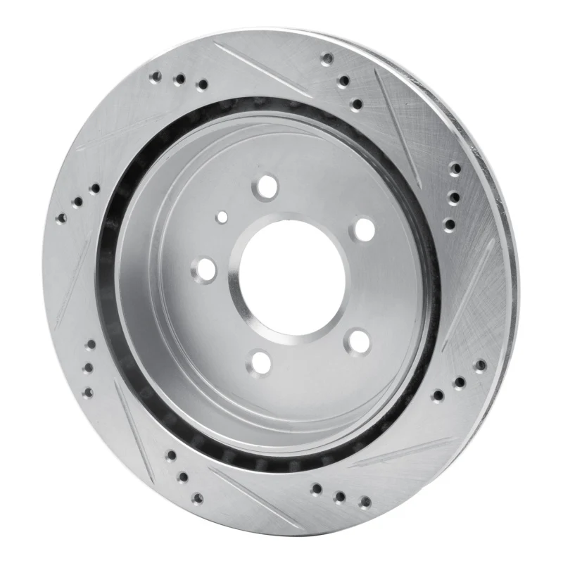 R1 03-11 Cadillac CTS Rear Left Drilled & Slotted Silver Brake Rotor - Image 5