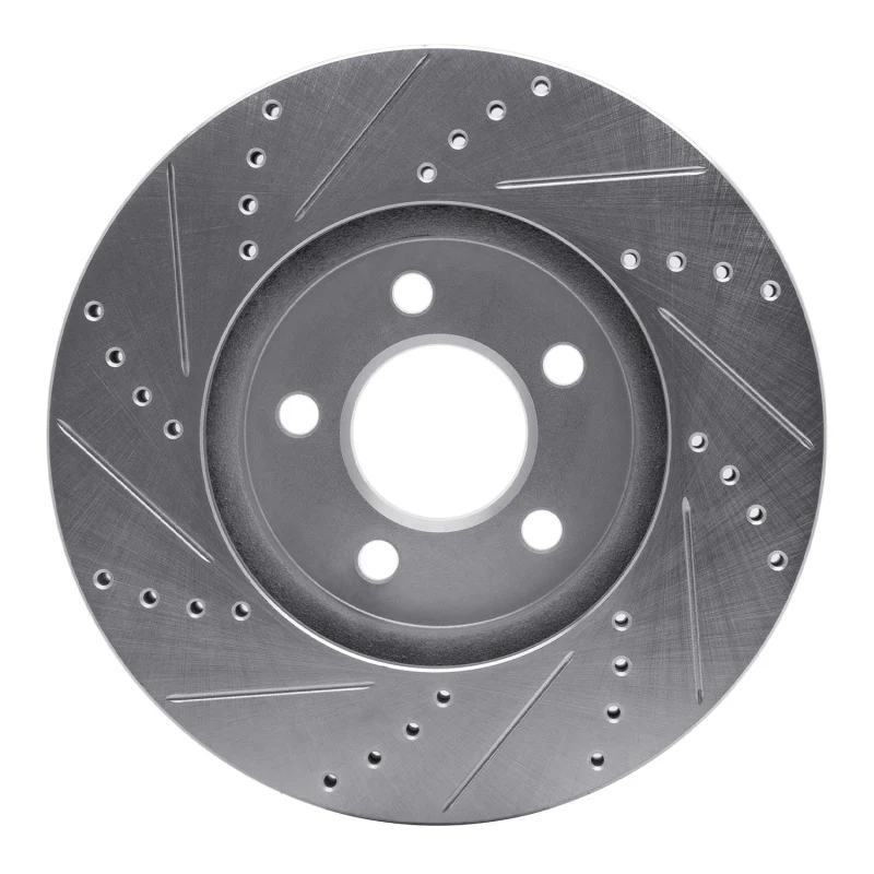 R1 03-11 Ford Crown Victoria Front Right Drilled & Slotted Silver Brake Rotor - Image 3