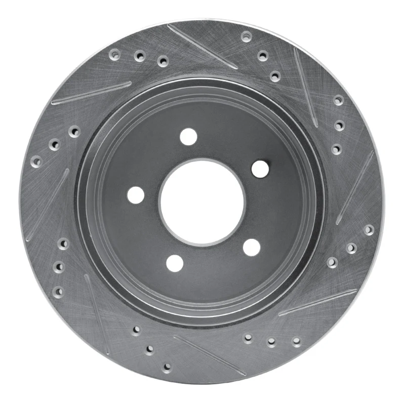 R1 03-11 Ford Crown Victoria Rear Left Drilled & Slotted Silver Brake Rotor - Image 2