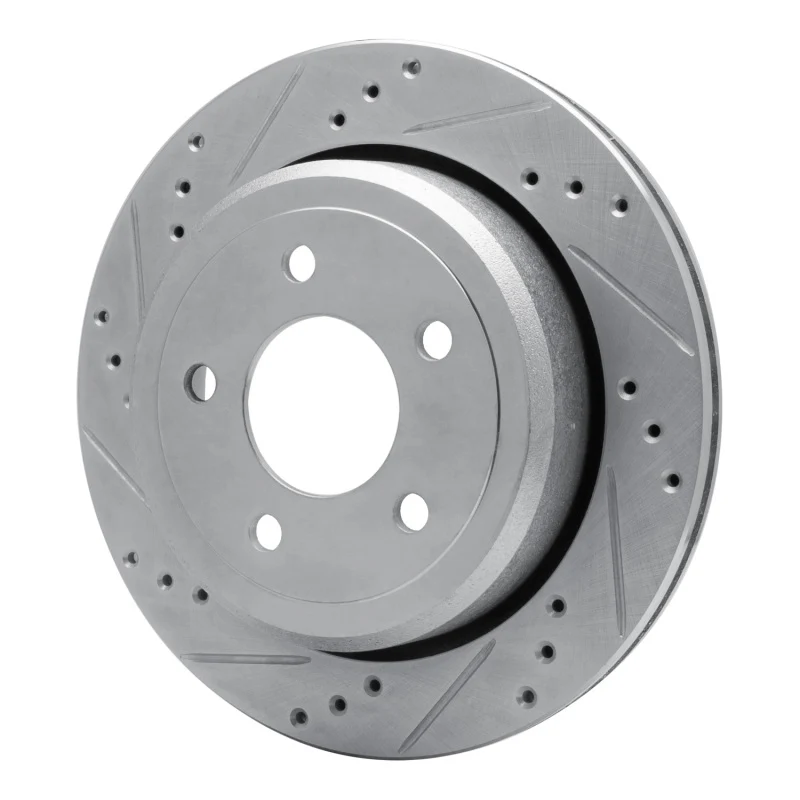 R1 03-11 Ford Crown Victoria Rear Left Drilled & Slotted Silver Brake Rotor - Image 3