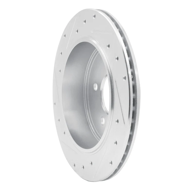 R1 03-11 Ford Crown Victoria Rear Right Drilled & Slotted Silver Brake Rotor - Image 2